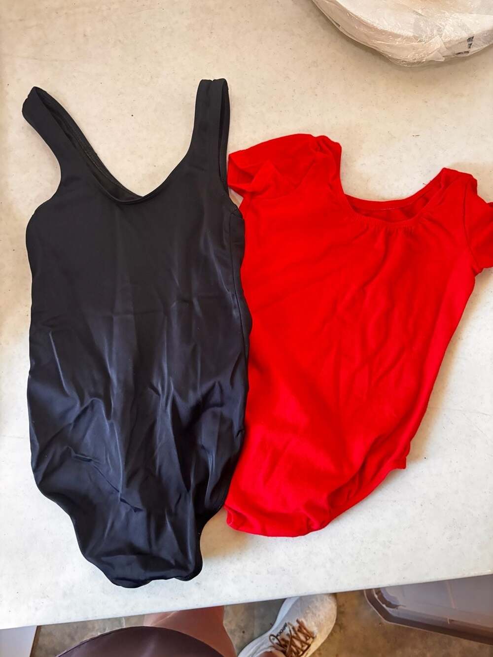 Weissman Child Dance Leotard Black SC and Red S with Cat & Jack Bodysuit